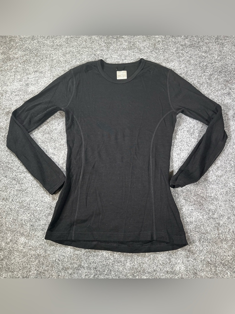 Meriwool Womens Large Black Merino Wool Long Sleeve Baselayer Shirt